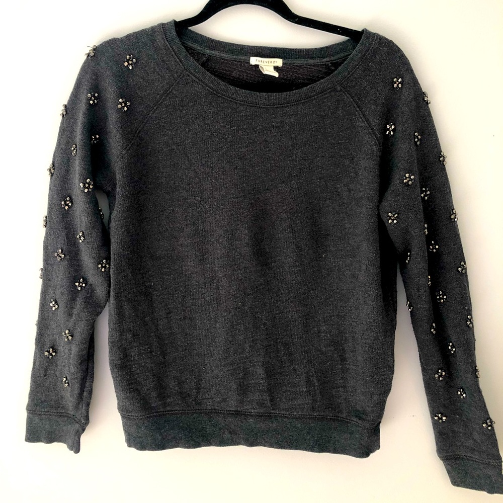 FOREVER21 Rhinestone Cotton Sweater